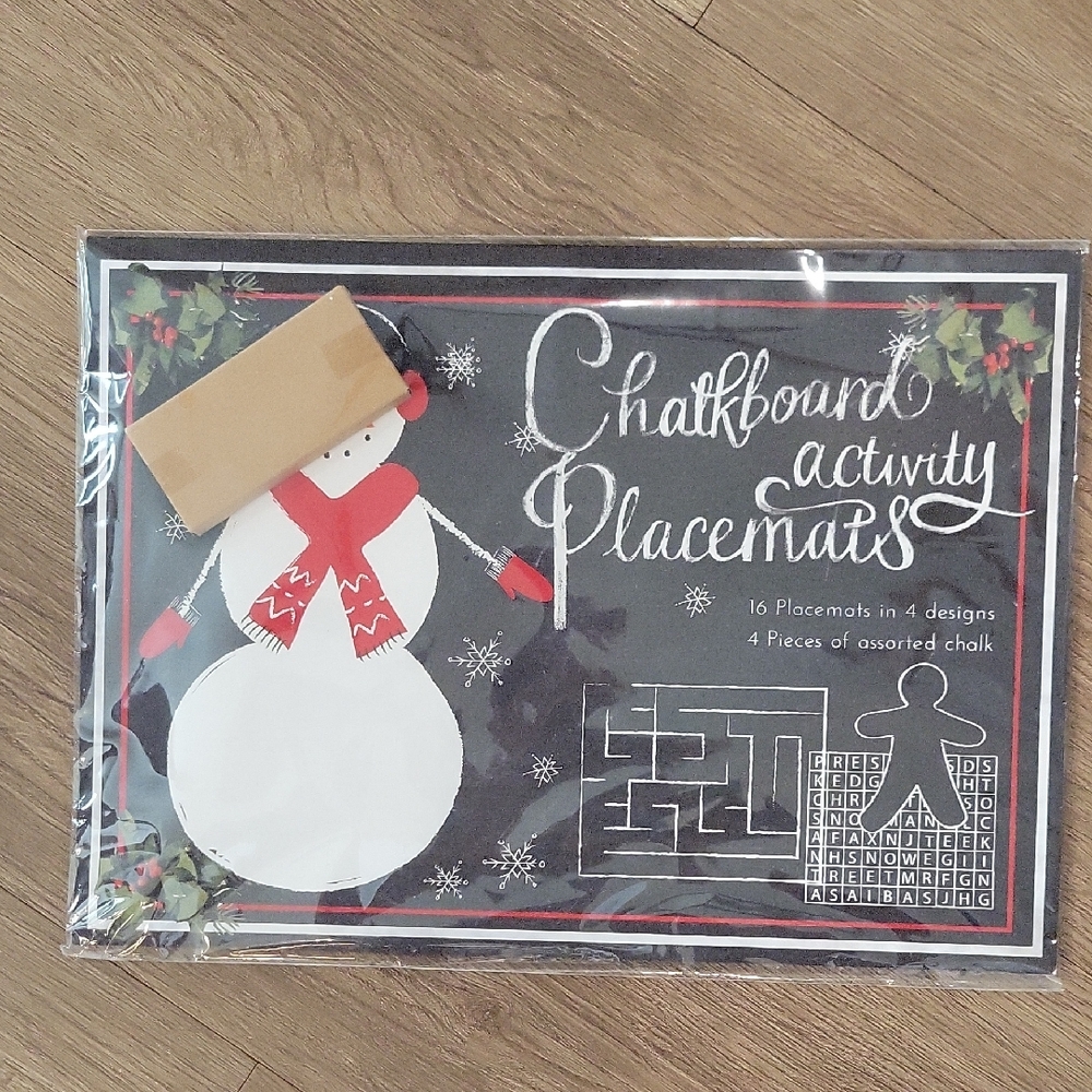 New! Chalkboard Activity Placemats with Snowman Design